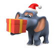 3d Elephant cu o Xmas prezent