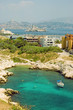 Blick von Frioul auf den Chateau d'If und auf Marseille