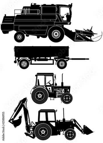 Vector: vector agricultural vehicles set vector agricultural vehicles set