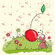Pink ant eating a cherry - everything grouped for easy use