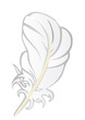 Vector illustration a white feather of a bird in the form of the Vector illustration a white feather of a bird in the form of the