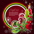 Modern cartoon christmas frame with fir Modern cartoon christmas frame with fir