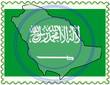 Saudi Arabia map flag stamp