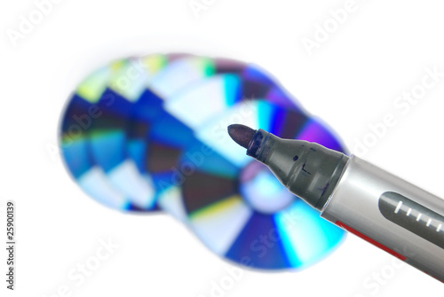 Photo: DVD with marking pen DVD with marking pen