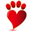 Paw print love.Vector