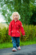 little girl is walking