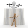 3d man with wooden string puppet
