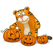 Vector: Fun tiger with pumpkin Fun tiger with pumpkin