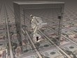 Metalltresor auf Dollarscheinen