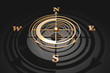 Gold Compass on black background Gold Compass on black background