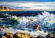 Storm waves on seacoast