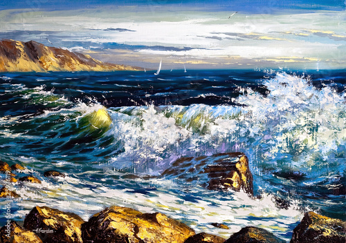 Photo: Storm waves on seacoast Storm waves on seacoast