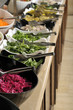 Buffet style food in trays