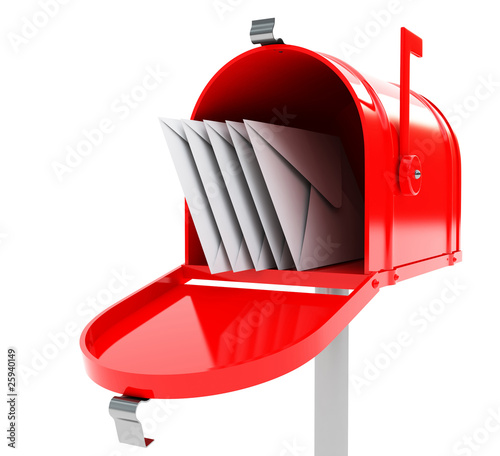 Illustration: red mailbox with mails red mailbox with mails