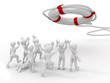 Group of people and lifebouy