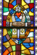 Matrimony, Seven Sacraments, Stained glass church window Matrimony, Seven Sacraments, Stained glass church window