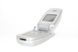 Photo: Silver clamshell cell phone Silver clamshell cell phone