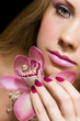 Photo: Beauty with pink orchid Beauty with pink orchid