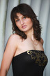 topless - braless black strapless shirt