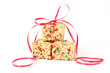 Christmas Rice Cookies with red ribbon