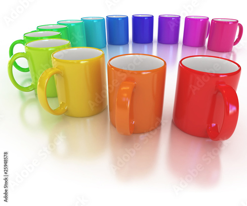 Illustration: colorful cups on the white background colorful cups on the white background