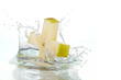 Apple cross splashing in water for religion concept Apple cross splashing in water for religion concept