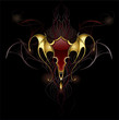 banner with golden membranous wings