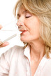 Healthy pensioner drinking water