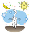 walking white cat