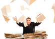 Man throwing away paperwork