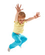Photo : Happy jumping boy isolated on white Happy jumping boy isolated on white