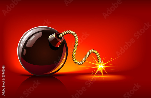 Vector: bomb with burning bickford's fuse bomb with burning bickford's fuse
