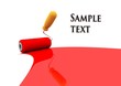Paint roller and red paint stripe. 3d illustration