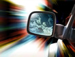 Speeding Race Car Mirror Traveling Speeding Race Car Mirror Traveling