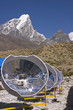 Solar powered stoves for boiling water. Himalaya, Nepal Solar powered stoves for boiling water. Himalaya, Nepal