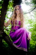 redheared girl in forest