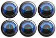 Set of blue speedometers, vector illustration