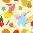 A seamless pattern with multicolor leaves