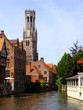 The Belfry and canal in Bruges, Belgium