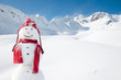 Happy snowman in mountain