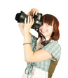 pretty girl with photocamera pretty girl with photocamera