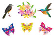 vector birds, butterfly and flowers vector birds, butterfly and flowers