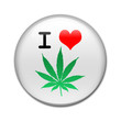 Boton brillante I LOVE marihuana