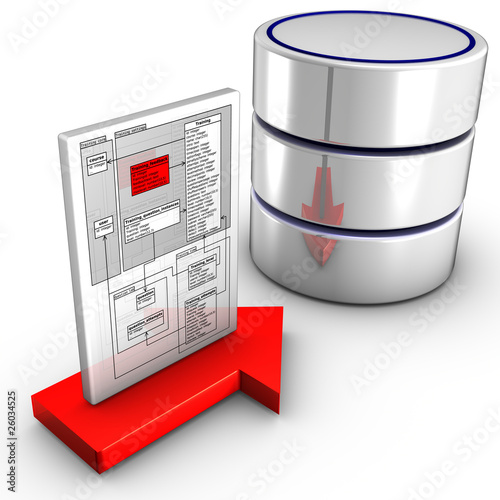 Illustration: Icon symbolizing a schema import into a database Icon symbolizing a schema import into a database