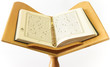 Open Quran on a stand with beads