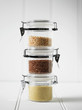 Stack of mason jars with grains