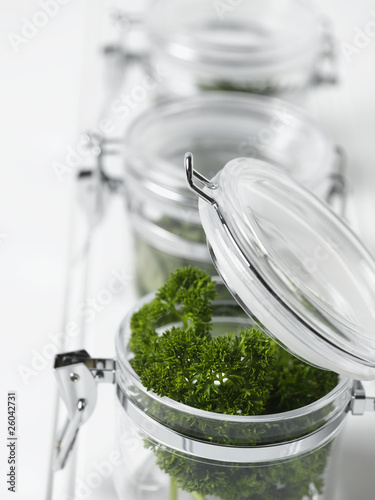 Photo: Close up of parsley in mason jar Close up of parsley in mason jar