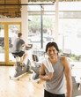 Pacific Islander man with towel in health club