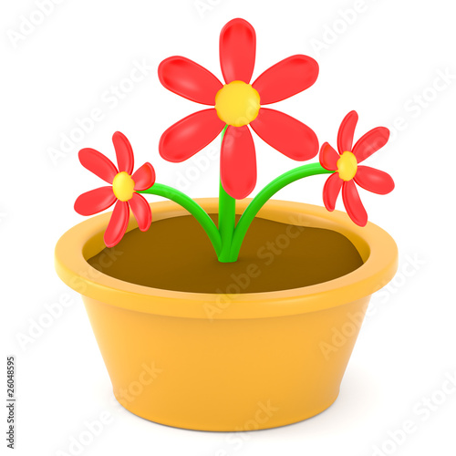 cartoon flowers background. Cartoon flowers in pot