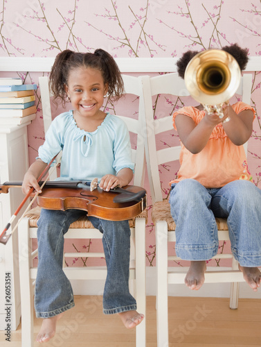 Photo: African girls playing instruments African girls playing instruments